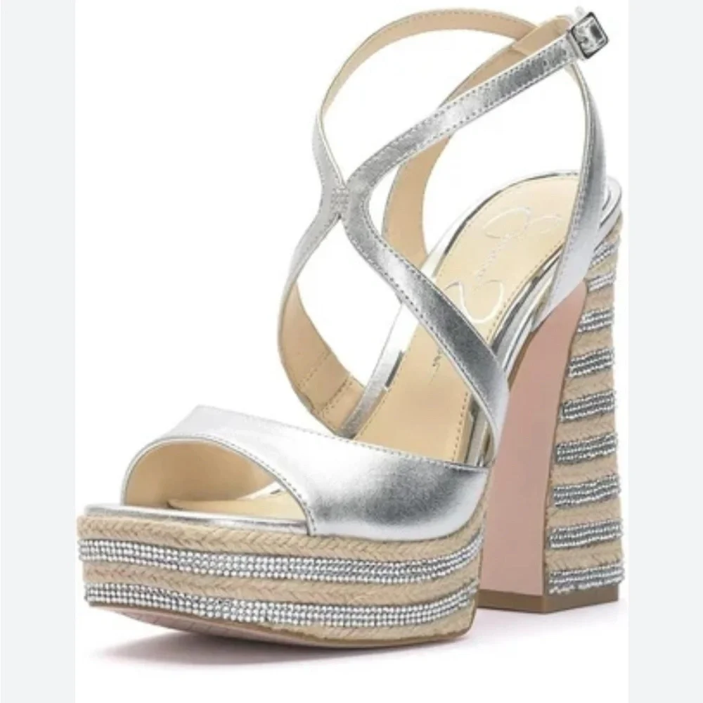 New! Jessica Simpson Dosia Women's Strappy Platform Wedge Espadrilles Sandals 10